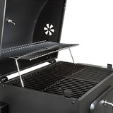 tectake Barbacoa de Carbón Vegetal, Parrilla de Mantenimiento de Calor, Estante Lateral Plegable, Termómetro Integrado, 2 Ruedas Grandes, Cajón de Cenizas, Negro