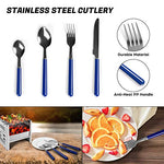 Odoland 8 Piezas Kit de Cubiertos para Camping, Juego de Utensilios para Picnic, Cubiertos de Cocina para Acampar, Tenedor Cucharas, Cuchillo, Abridor de Vino, Plato, Azul