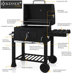 KESSER® Grill, Carro de Parrilla de carbón XXL con Tapa, Ruedas, Mango de Acero Inoxidable, Rejilla y termómetro, Carro de Parrilla de carbón Grande, Barbacoa, Camping, terraza, jardín. (Schwarz)