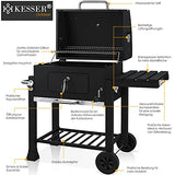 KESSER® Grill, Carro de Parrilla de carbón XXL con Tapa, Ruedas, Mango de Acero Inoxidable, Rejilla y termómetro, Carro de Parrilla de carbón Grande, Barbacoa, Camping, terraza, jardín. (Schwarz)