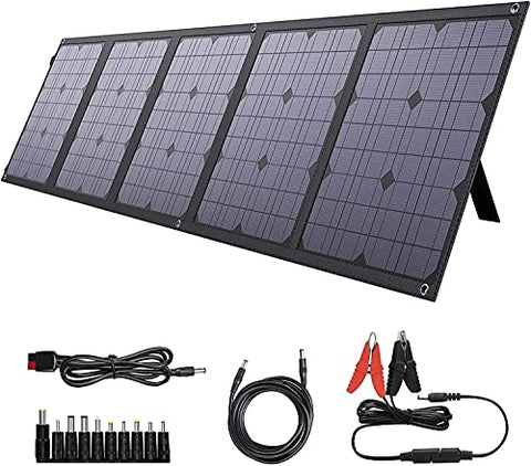 Cargador Solar Plegable 100W con PD 45W Tipo-C, Dual USB Puertos y 12-18V DC Salida para Generador Portátil, Teléfono Celular o Batería, Carga Rápida