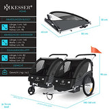 KESSER® Remolque Infantil para Bicicleta Sport-RX 2 en 1, función de Jogger, Remolque de Bicicleta Infantil + cinturón de Seguridad de 5 Puntos, 360 Rueda Delantera para Correr y Bicicleta