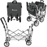tectake 800800 Carrito de Mano Plegable, Carro de Transporte para Jardín, Carro de Carga para Excursiones (Gris)