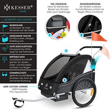 KESSER® Remolque Infantil para Bicicleta Sport-RX 2 en 1, función de Jogger, Remolque de Bicicleta Infantil + cinturón de Seguridad de 5 Puntos, 360 Rueda Delantera para Correr y Bicicleta