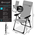 Kesser® Juego de 2 sillas de jardín Plegables de Aluminio con Respaldo Alto Ajustable en 7 Posiciones con reposabrazos Transpirable Plegable Silla de Camping Silla de balcón jardín terraza