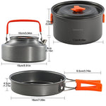 SKYSPER Utensilios Cocina Camping Set de Cocina Juego de Olla para Acampada 1-2 Persona Aluminio Kit de Utensilios de Cocina Ollas Sartén Acampar al Aire Libre para Camping Senderismo
