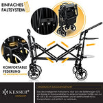 Kesser® Carro de Mano Plegable Modelo GTS-9100 con Techo, Carro de Transporte Plegable con 2 Sistemas de Cinturones de 3 Puntos, neumáticos de Goma Maciza de 360Ḟ (Schwarz/Grau)