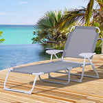 Outsunny Tumbona Reclinable y Plegable de Jardín con Respaldo Ajustable en 4 Posiciones Marco de Metal Textilene Transpirable 160x66x80 cm Gris