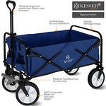 KESSER® Carro Plegable de Mano, Carro de Mano, Carro de Equipamiento, Incluye 2 Bolsillos de Malla, Plegable, neumáticos de Goma Maciza, Capacidad de Carga de hasta 80 kg