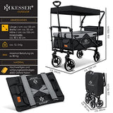 Kesser® Carro de Mano Plegable Modelo GTS-9100 con Techo, Carro de Transporte Plegable con 2 Sistemas de Cinturones de 3 Puntos, neumáticos de Goma Maciza de 360Ḟ (Schwarz/Grau)