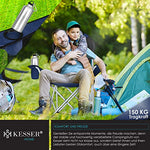 KESSER® Silla de Camping Plegable hasta 150 kg, Silla Plegable Acolchada con reposabrazos y Soporte para Bebidas + Bolsillo con Respaldo Alto, Silla de Playa, Taburete Plegable
