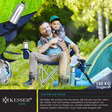 KESSER® Silla de Camping Plegable hasta 150 kg, Silla Plegable Acolchada con reposabrazos y Soporte para Bebidas + Bolsillo con Respaldo Alto, Silla de Playa, Taburete Plegable