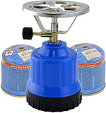 TronicXL Hornillo de cocina gas de camping de 1 foco, quemador de aluminio + 8 botellas de gas butano
