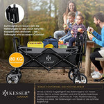 KESSER® Carro plegable GT9000 con techo de mano, incluye sistema de cinturón de 3 puntos, plegable, neumáticos de goma sólida, hasta 80 kg, freno delantero y trasero + bolsa de transporte negro/gris