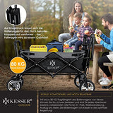KESSER® Carro plegable GT9000 con techo de mano, incluye sistema de cinturón de 3 puntos, plegable, neumáticos de goma sólida, hasta 80 kg, freno delantero y trasero + bolsa de transporte negro/gris