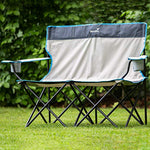 Skandika Double Folding Chair- Sofa de Camping Plegable con Portavasos