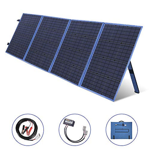 Placa Solar Plegable Portátil de 200W y 12V con un Controlador de Carga Solar de 10A para Campistas, Caravanas, Autocaravanas, Sistema de 12V