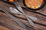 Boundless Voyage Tenedor de titanio cuchara 2 unids para acampar viaje casa con bolsa de transporte al aire libre cubiertos utensilios de cocina Ti1070T