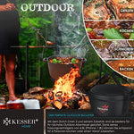 KESSER® Horno holandés 2 en 1, olla de hierro fundido 4,8 l y sartén 1,8 l quemados, listo para usar incl. libro de cocina, cacerola de doble función, tapa/sartén para cocina, camping