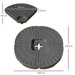 Outsunny Base para Sombrilla en 4 Partes Rellenable de Arena y Agua Desmontable para Jardín Patio al Aire Libre 100x100x10,5 cm Café