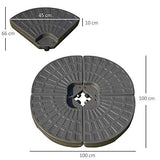 Outsunny Base para Sombrilla en 4 Partes Rellenable de Arena y Agua Desmontable para Jardín Patio al Aire Libre 100x100x10,5 cm Café