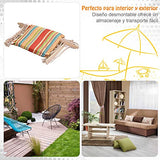 Outsunny Sillón Colgante Columpio Hamaca con Cojín Reposacabezas Multicolor para Interior Exterior Transportar y Guardar Fácil Diseño Estival Decorativo100x106cm Carga MAX 105kg