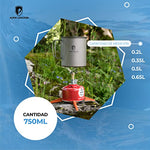 Alpin Loacker Juego de cocina de gas – Hornillo de gas para camping con olla de titanio, hornillo ligero de camping para exteriores, 750 ml, sin cartucho de gas