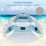 WolfWise Tienda De Playa Bebe 3-4 Personas Carpa de Refugio de Sol Carpa de Sombra para Playa Tienda Campaña con Anti-UV 50 Protección Solar para Al Aire Libre Vacaciones en la Playa