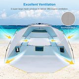 WolfWise Tienda De Playa Bebe 3-4 Personas Carpa de Refugio de Sol Carpa de Sombra para Playa Tienda Campaña con Anti-UV 50 Protección Solar para Al Aire Libre Vacaciones en la Playa