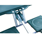 Outsunny Mesa Maleta de Camping Plegable Portátil 4 Asientos y Agujero Sombrilla Estructura Aluminio Playa Picnic 84.5x64.5x66cm (Verde)