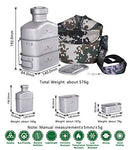 iBasingo Juego De Tazas De Cantina Militar De Matraz De Titanio Botella De Agua Tipo RiñóN De 1100 Ml Juego De Hervidor De Agua Para Exteriores Utensilios De Cocina Para Acampar Con Bolsa De Camuflaje