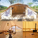 UNISTRENGH Impermeable 4 estaciones lona de algodón campana tienda Glamping yurte con estufa Jack agujero para 6-8 personas adultos camping caza senderismo, beige, L