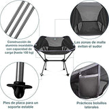 smartpeas Silla De Camping Fabricada En Robusto Poliéster 600D Y Aluminio - Ligera Y Plegable - Accesorio De Camping con Bolsillos Laterales + Tapete De Playa & Bolsa De Transporte