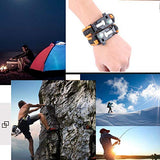 HONYAO Pulseras de Paracord, 2 Piezas Mini Kit de Supervivencia con Cuerda, Silbar, Brújula, Pedernal, y Raspadorpara para Acampar y Senderismo Aire Libre