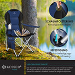 KESSER® Silla de Camping Plegable hasta 150 kg, Silla Plegable Acolchada con reposabrazos y Soporte para Bebidas + Bolsillo con Respaldo Alto, Silla de Playa, Taburete Plegable