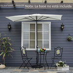 Outsunny Sombrilla Semicircular 230x130x245 cm Parasol para Pared de Jardín con Manivela y Mástil de Metal de Ø38 mm Terraza Balcón Crema