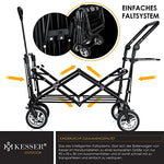 KESSER® Carro plegable GT9000 con techo de mano, incluye sistema de cinturón de 3 puntos, plegable, neumáticos de goma sólida, hasta 80 kg, freno delantero y trasero + bolsa de transporte negro/gris