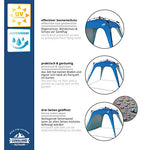 Lumaland x Where Tomorrow Gazebo de Camping – 1 Pared Lateral Incluido - Carpa de jardín – Cenador para Patio – Ideal para Acampada/Festival – Instalación Fácil – Azul