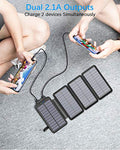 Cargador Solar 26800mAh, Power Bank Solar con 2 Salidas USB y 1 Entrada Micro USB, Impermeable Batería Externa con 4 Paneles Solar Linterna LED para iPhone Android Tabletas Cámara Viajes Camping