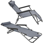 Tumbona de camping Amanka, 153 x 60 cm, tumbona de playa, tumbona plegable, gris
