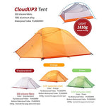 Naturehike Cloud-up 3 Tienda de Campaña Ultraligera para 3 Personas - Tienda Impermeable de Doble Capa para Trekking, 4 Estaciones(Verde)