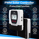 Regulador de carga solar 30 A, compatible con baterías de gel sellado Li, cubierta deslizante oculta el terminal y cables desordenados, destornillador integrado