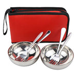 hysagtek portátil acero inoxidable cubertería de acero inoxidable en estuche con cremallera funda soporte, cuchara, tenedor, golpe, palillos para viaje senderismo Camping Picnic 2 personas