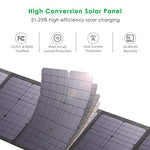 Cargador Solar Plegable 100W con PD 45W Tipo-C, Dual USB Puertos y 12-18V DC Salida para Generador Portátil, Teléfono Celular o Batería, Carga Rápida