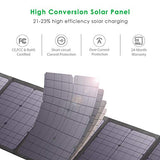 Cargador Solar Plegable 100W con PD 45W Tipo-C, Dual USB Puertos y 12-18V DC Salida para Generador Portátil, Teléfono Celular o Batería, Carga Rápida