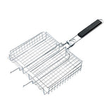 RoseFlower® Portátil Parrilla para Barbacoa de Acero Inoxidable con Mango de Madera Resistente al Calor