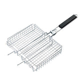 RoseFlower® Portátil Parrilla para Barbacoa de Acero Inoxidable con Mango de Madera Resistente al Calor
