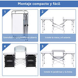 COSTWAY Mesa de Camping Plegable con Organizado Cocina de Camping Armario de Tela y Marco de Aluminio para Fiesta Picnic Exterior