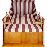 TecTake 800805 Sillón de Playa, Tumbona, Hamaca para jardín XXL, Banco Doble con toldo + Funda + 4 Cojines (Blanco/Rojo)
