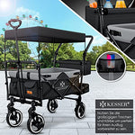 Kesser® Carro de Mano Plegable Modelo GTS-9100 con Techo, Carro de Transporte Plegable con 2 Sistemas de Cinturones de 3 Puntos, neumáticos de Goma Maciza de 360Ḟ (Schwarz/Grau)